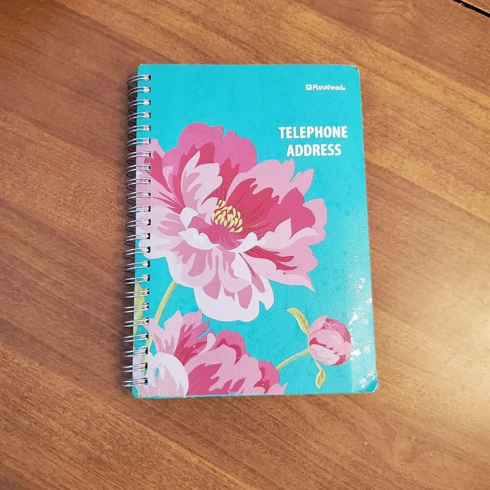 See It Bigger Telephone Address Book Large Print Tabbed Pages Floral Spiral